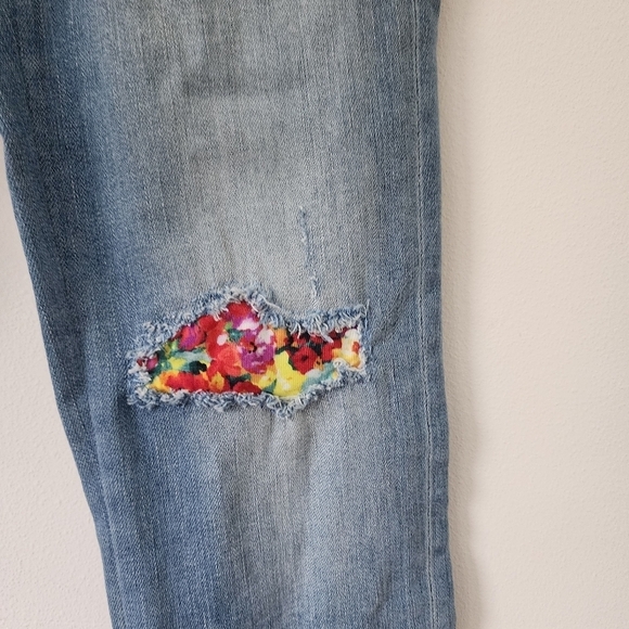 7 for all Mankind Pyper Crop Jeans with Floral Embroidery Firework Indigo Sz 24 - Picture 6 of 13